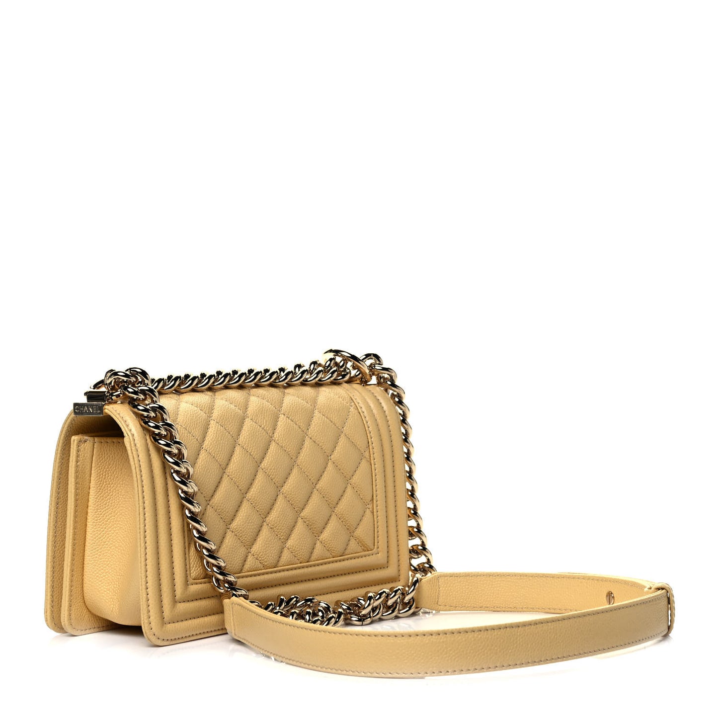 Caviar Quilted Small Boy Flap Yellow