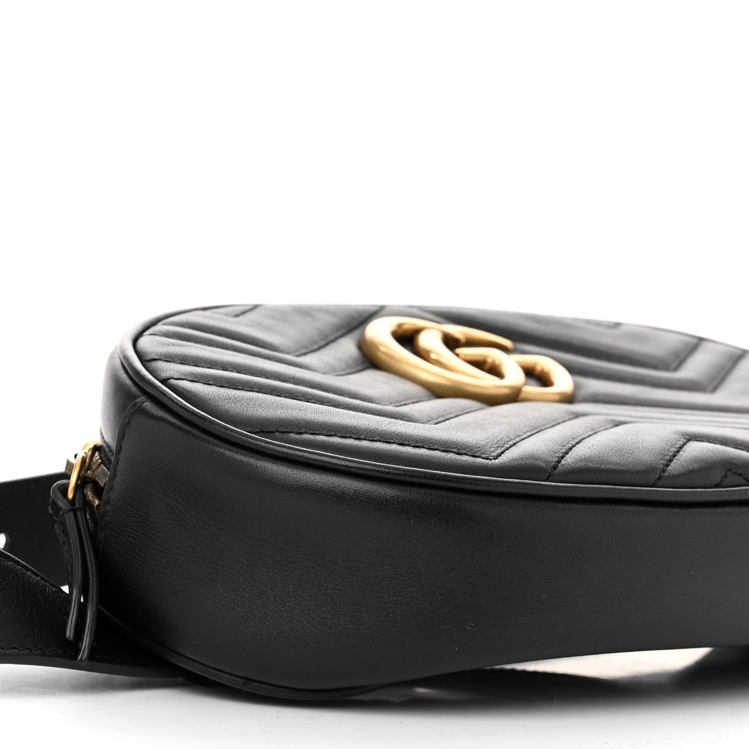 Gucci Calfskin Matelasse GG Marmont Belt Bag 85 34 Black 9 of 10