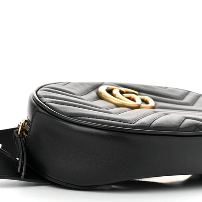 Gucci Calfskin Matelasse GG Marmont Belt Bag 85 34 Black 9 of 10