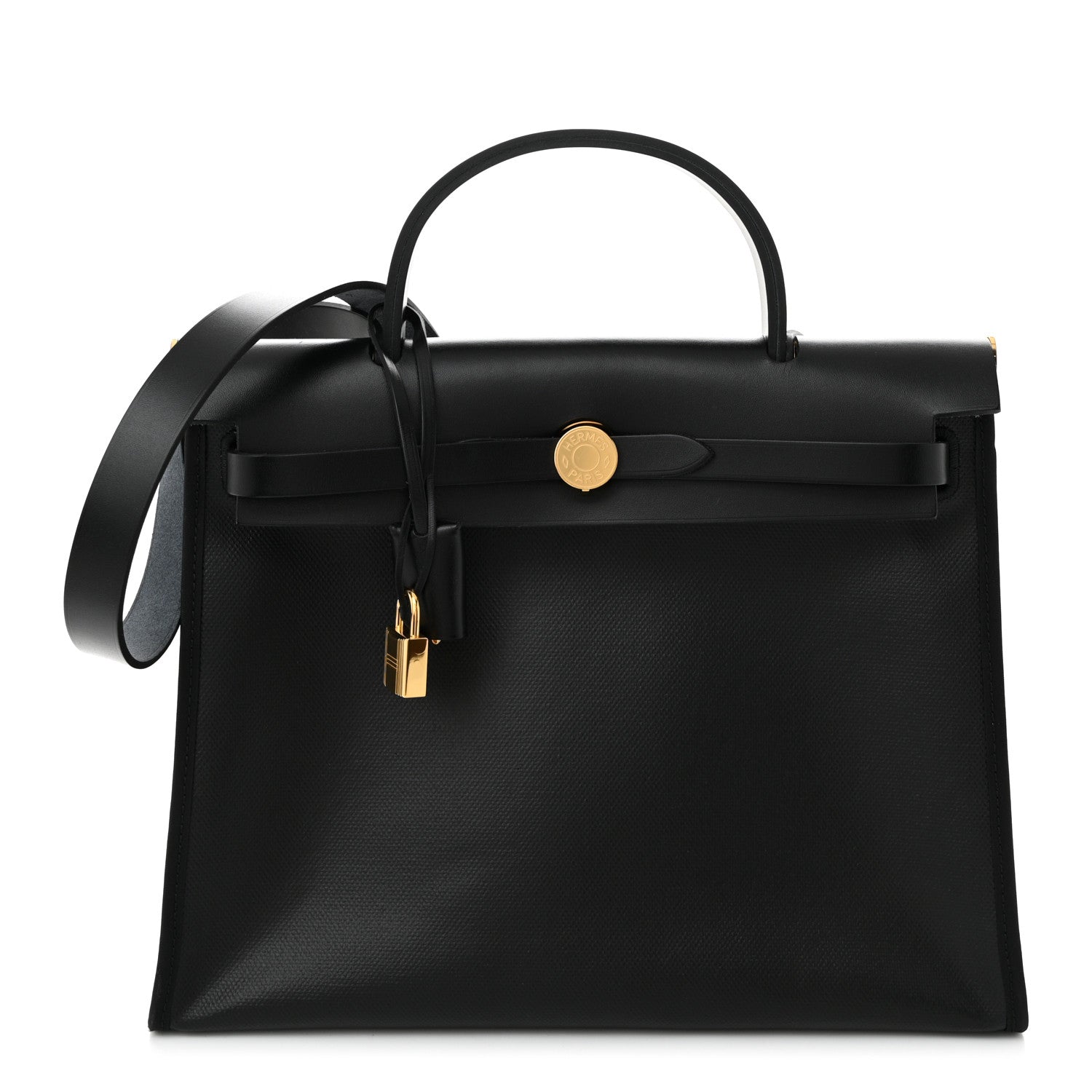 Hermes Toile H Berline Vache Hunter Herbag Zip PM 31 Black Ecru 1 of 12