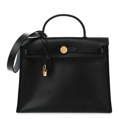 Hermes Toile H Berline Vache Hunter Herbag Zip PM 31 Black Ecru 1 of 12