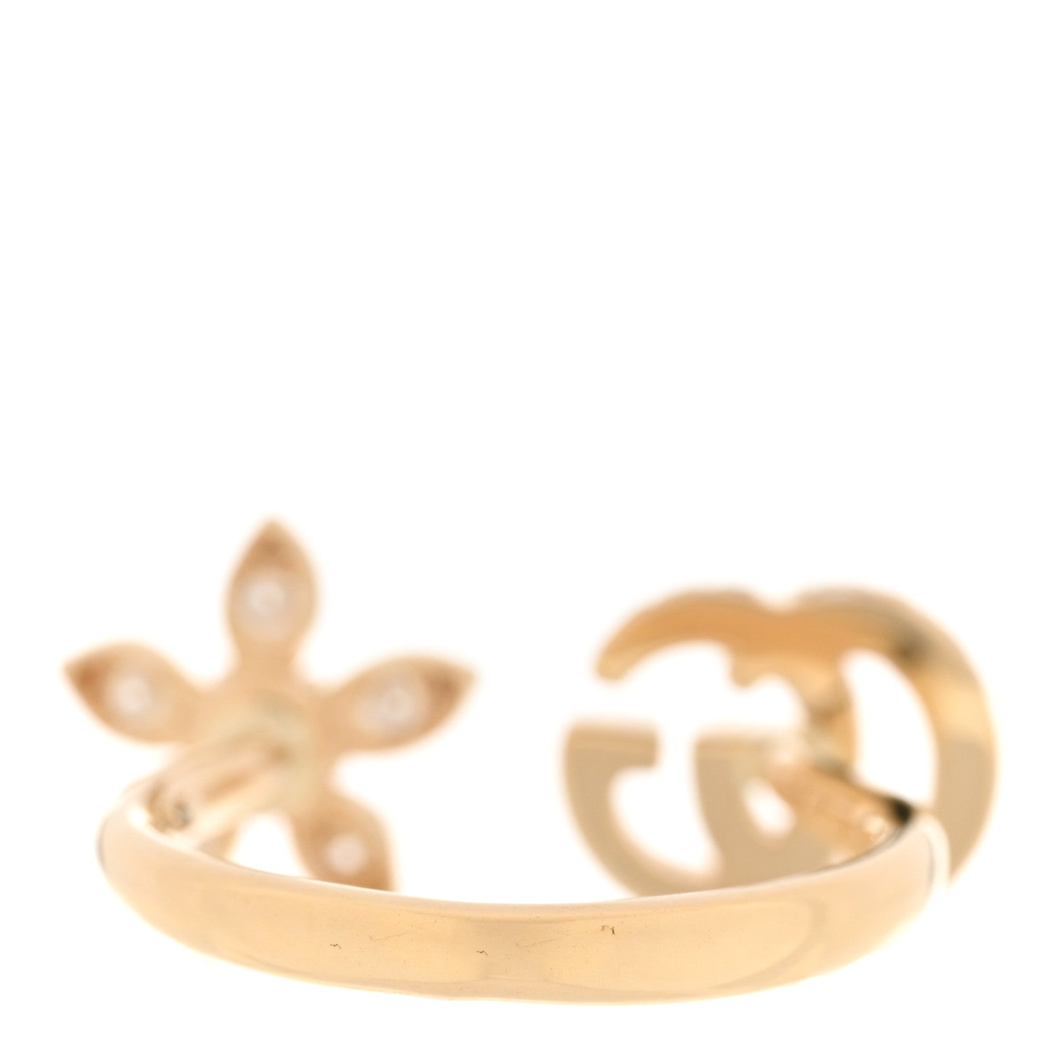 Gucci 18K Yellow Gold Diamond Flora GG Open Ring 52 6 3 of 5