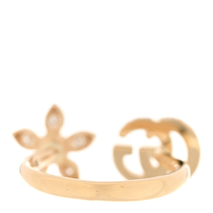 Gucci 18K Yellow Gold Diamond Flora GG Open Ring 52 6 3 of 5