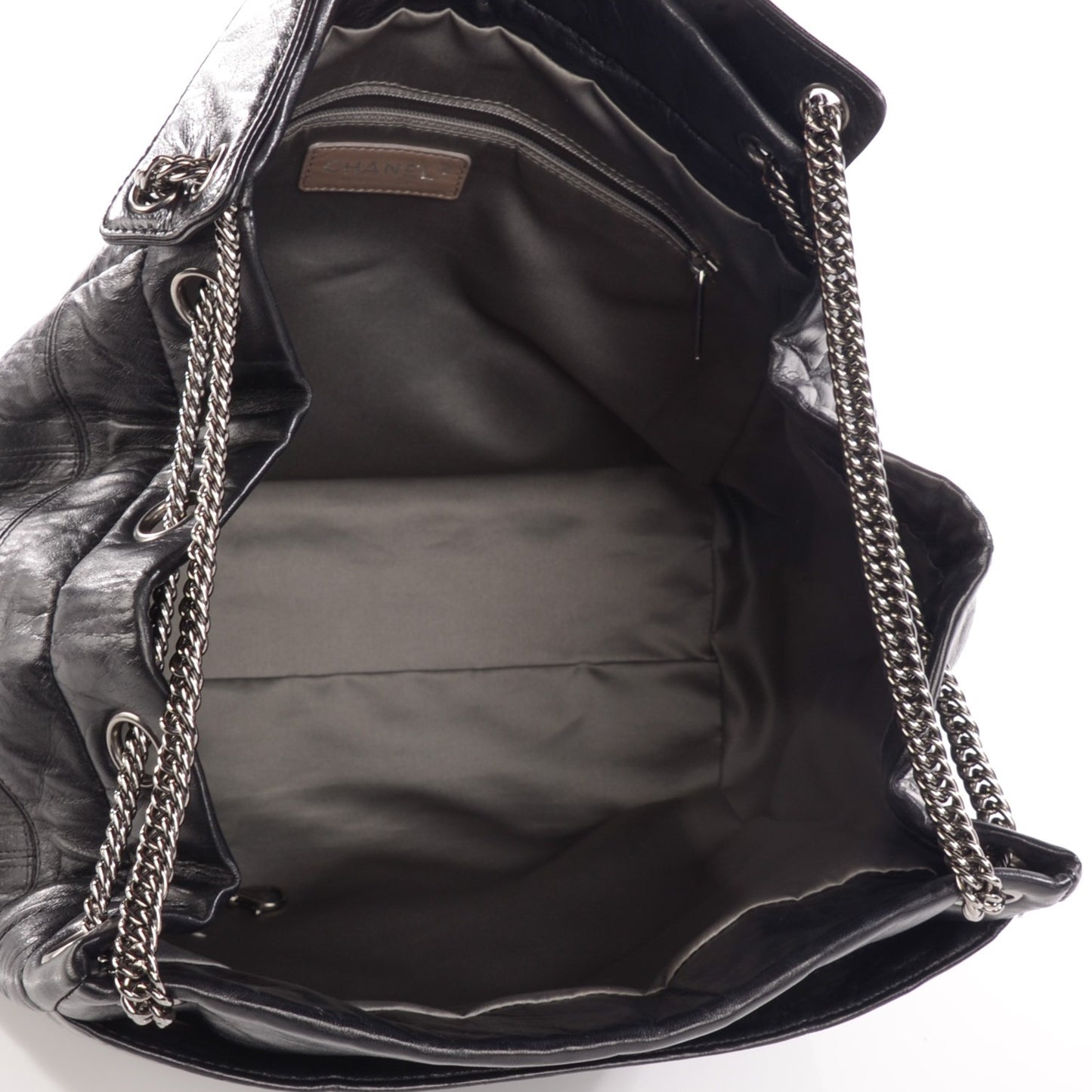 Lambskin Square Stitched Lax Accordion Shoulder Bag Black
