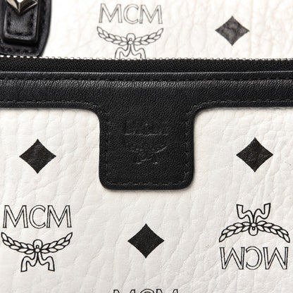 MCM Visetos Medium Anya Zip Top Shopper Tote White 10 of 17