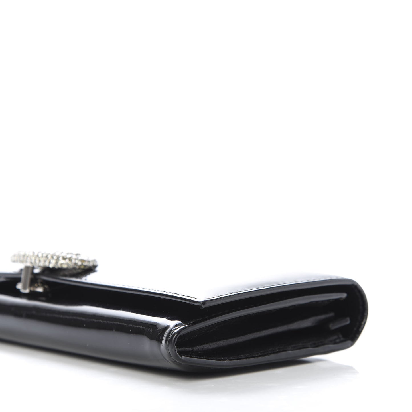 Patent Crystal Flap Wallet Black