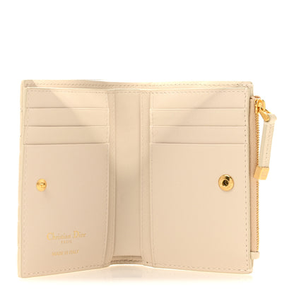 Christian Dior Grained Calfskin Supple Cannage Caro Dahlia Wallet Dusty Ivory 4 of 7