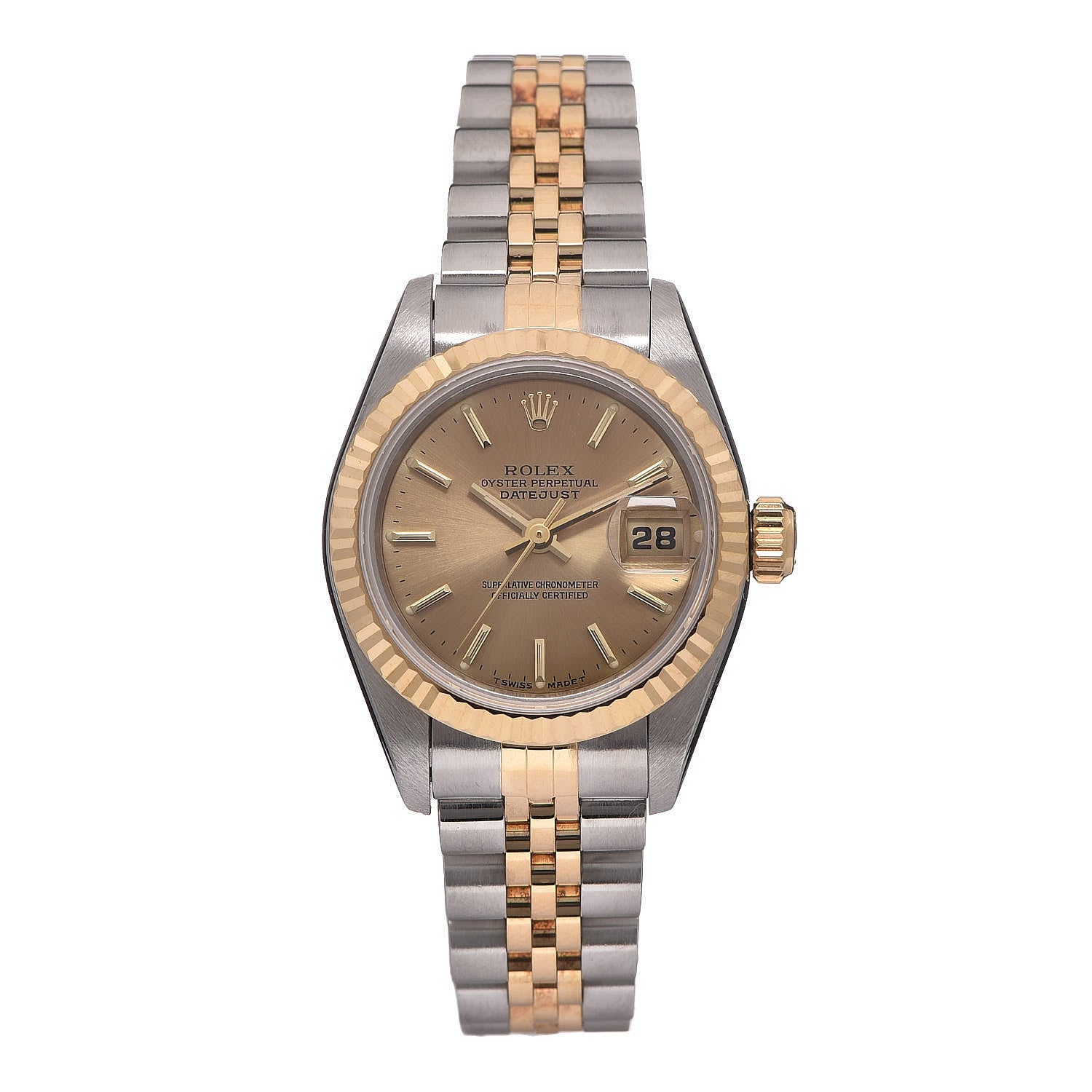 Rolex Stainless Steel 18K Yellow Gold 26mm Oyster Perpetual Datejust Watch Champagne 69173 1 of 7