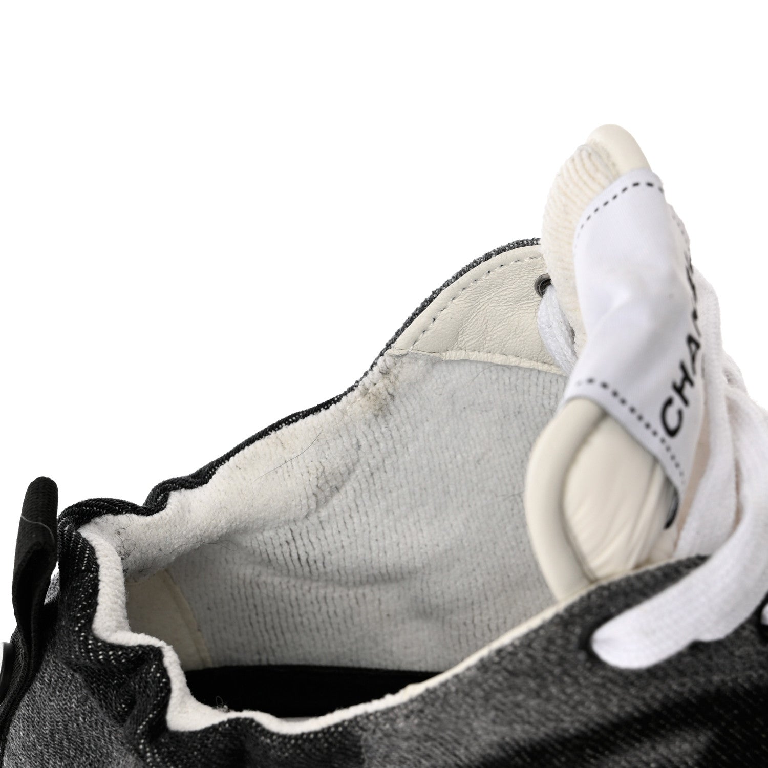 Chanel Denim Suede Calfskin Womens CC Sneakers 37 Grey 9 of 11