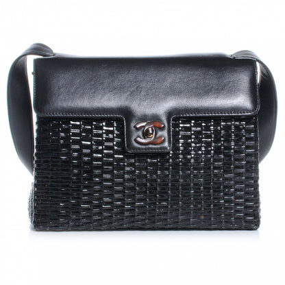 Chanel Straw Bag Tortoise CC Lock Black 1 of 7