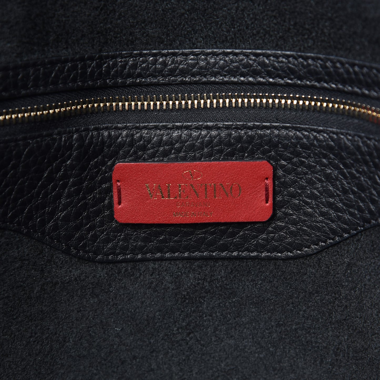 Grained Calfskin Rockstud Shoulder Tote Black
