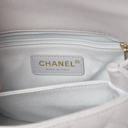 Chanel Caviar Quilted Mini Coco Handle Flap Light Grey 6 of 9