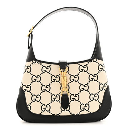 Gucci Azalea Calfskin GG Monogram Bi-Color Debossed Small Jackie 1961 Hobo Mystic White Black 1 of 11