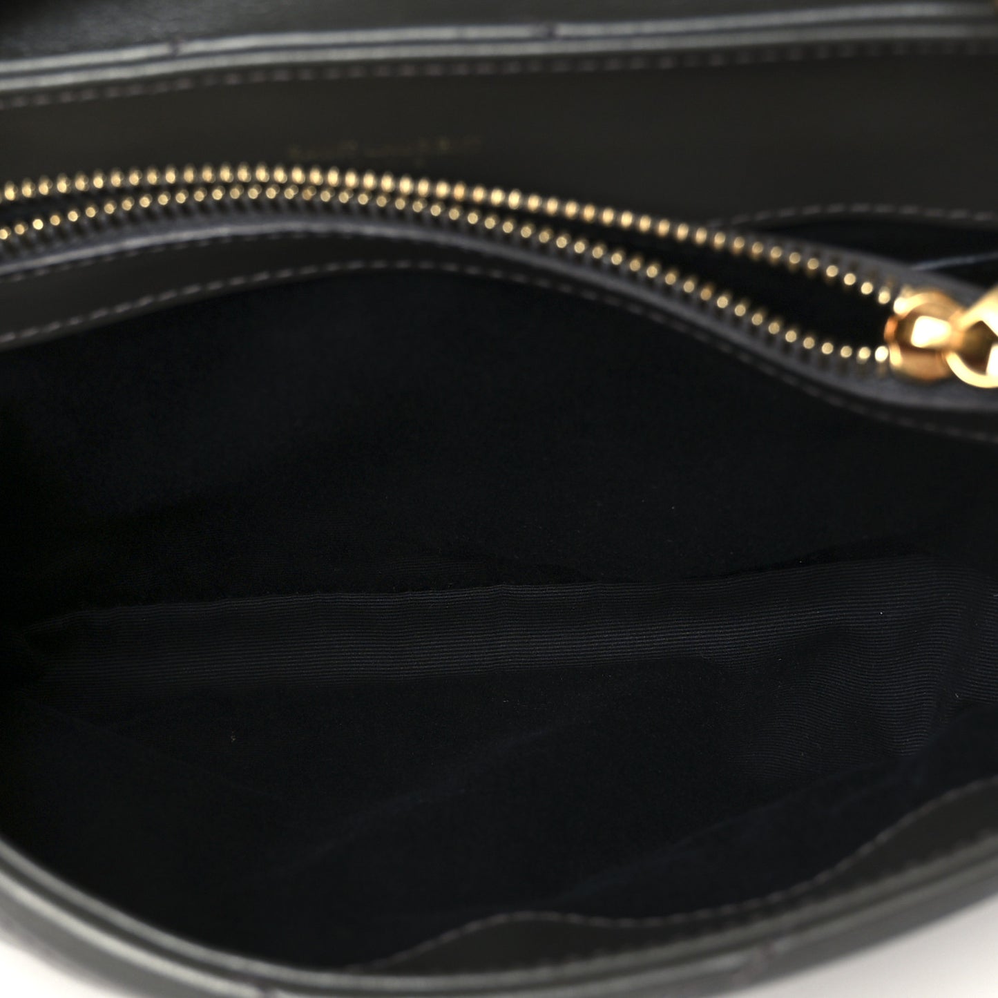 Calfskin Y Quilted Monogram Small Loulou Chain Satchel Pebble