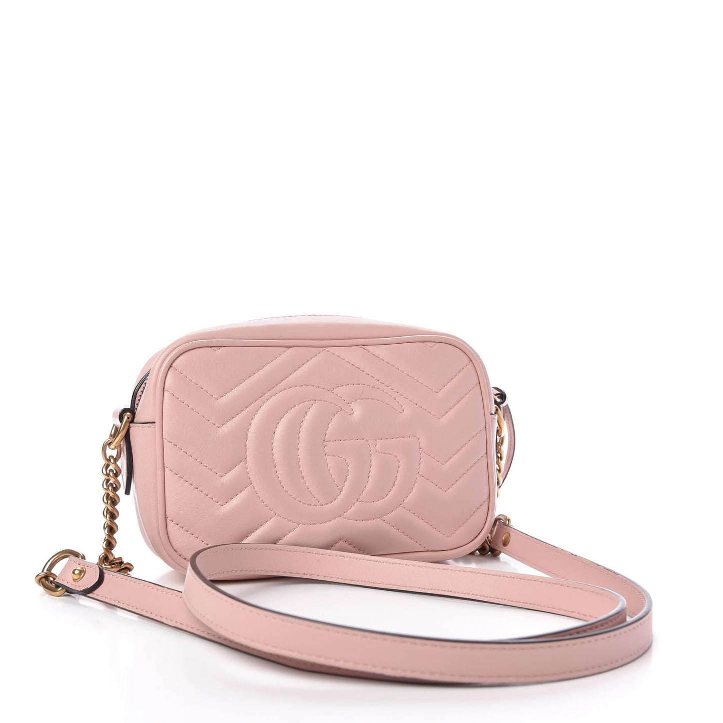 Calfskin Matelasse Mini GG Marmont Chain Shoulder Bag Perfect Pink