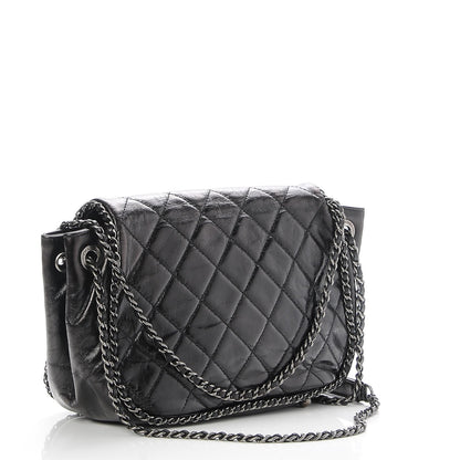 Chanel Glazed Calfskin Quilted Small CC Enchained Accordion Flap Black 4 of 8