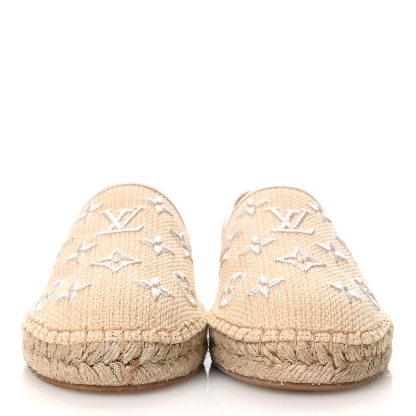 Cotton Monogram Embroidered Starboard Espadrille Flats 41 Beige White