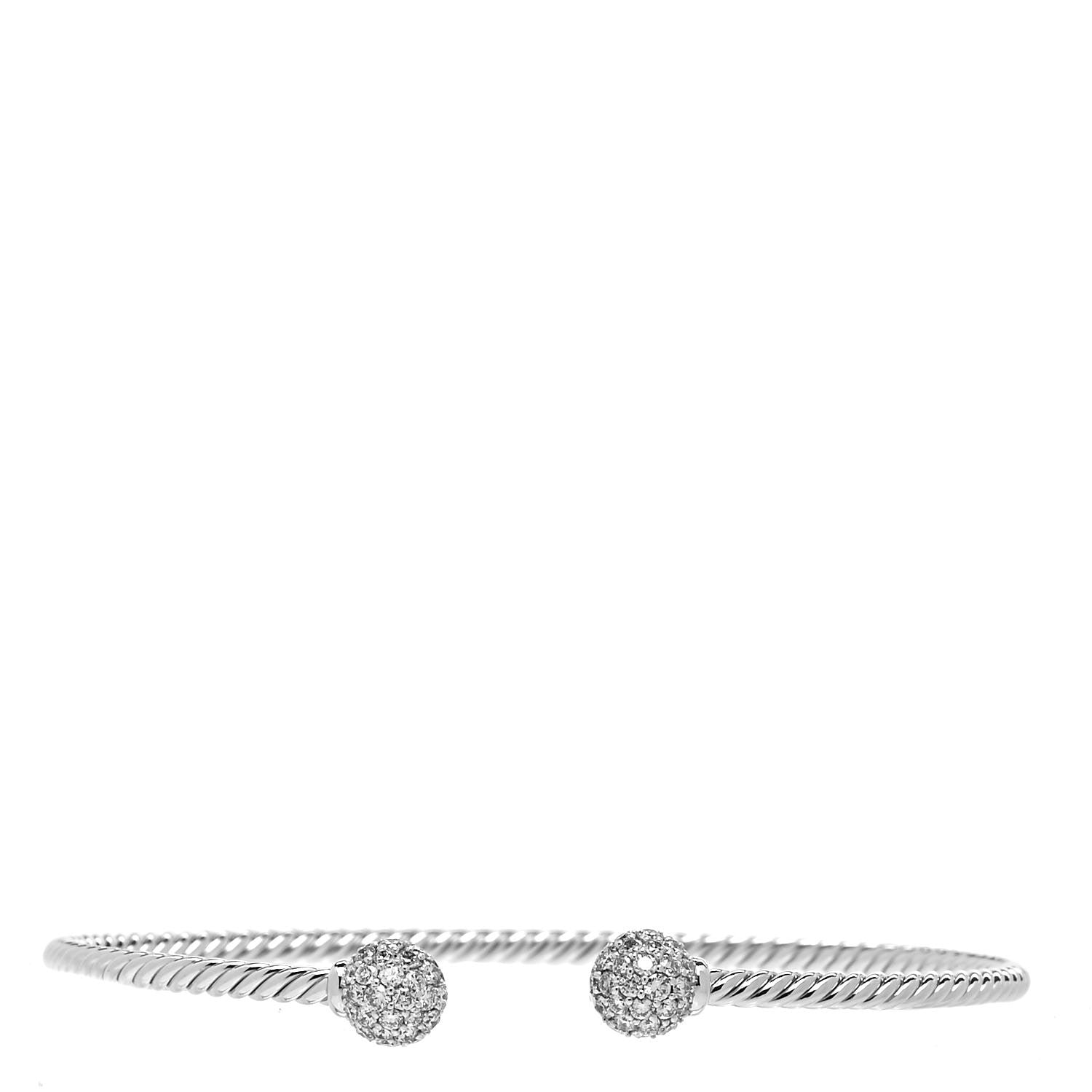 David Yurman 18K White Gold Diamond 7mm Solari Bracelet 1 of 4
