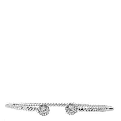 David Yurman 18K White Gold Diamond 7mm Solari Bracelet 1 of 4