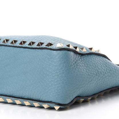 Valentino Garavani Pebbled Calfskin Mini Rockstud Flip-Lock Messenger Bag Atlantique 7 of 9