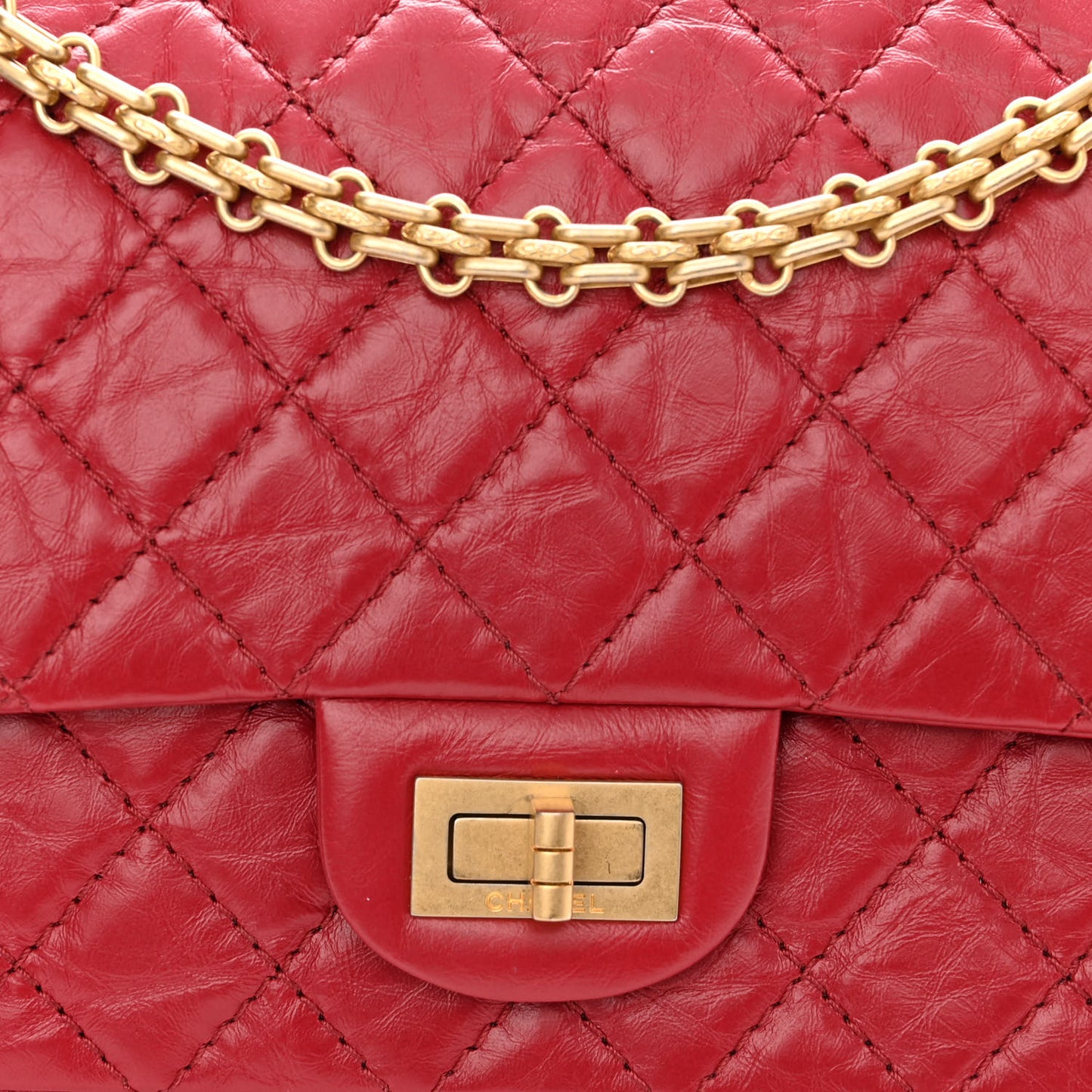 Aged Calfskin Quilted 2.55 Reissue 225 Flap Red