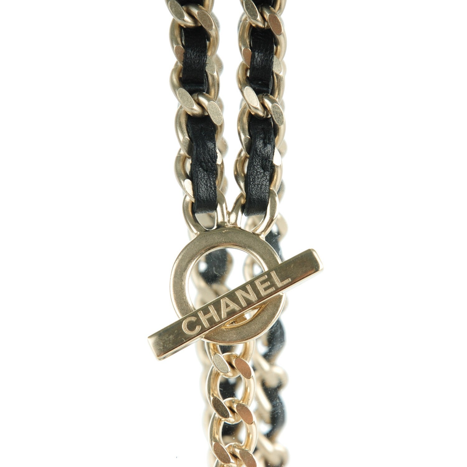 Chanel Lambskin CC Long Chain Necklace Black Gold 4 of 6