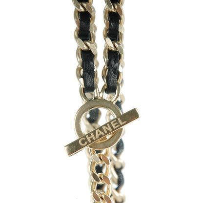 Chanel Lambskin CC Long Chain Necklace Black Gold 4 of 6