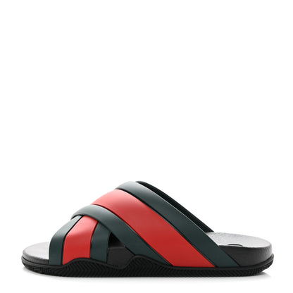 Gucci Rubber Web Womens Criss Cross Slide Sandals 39 Green Red 1 of 9