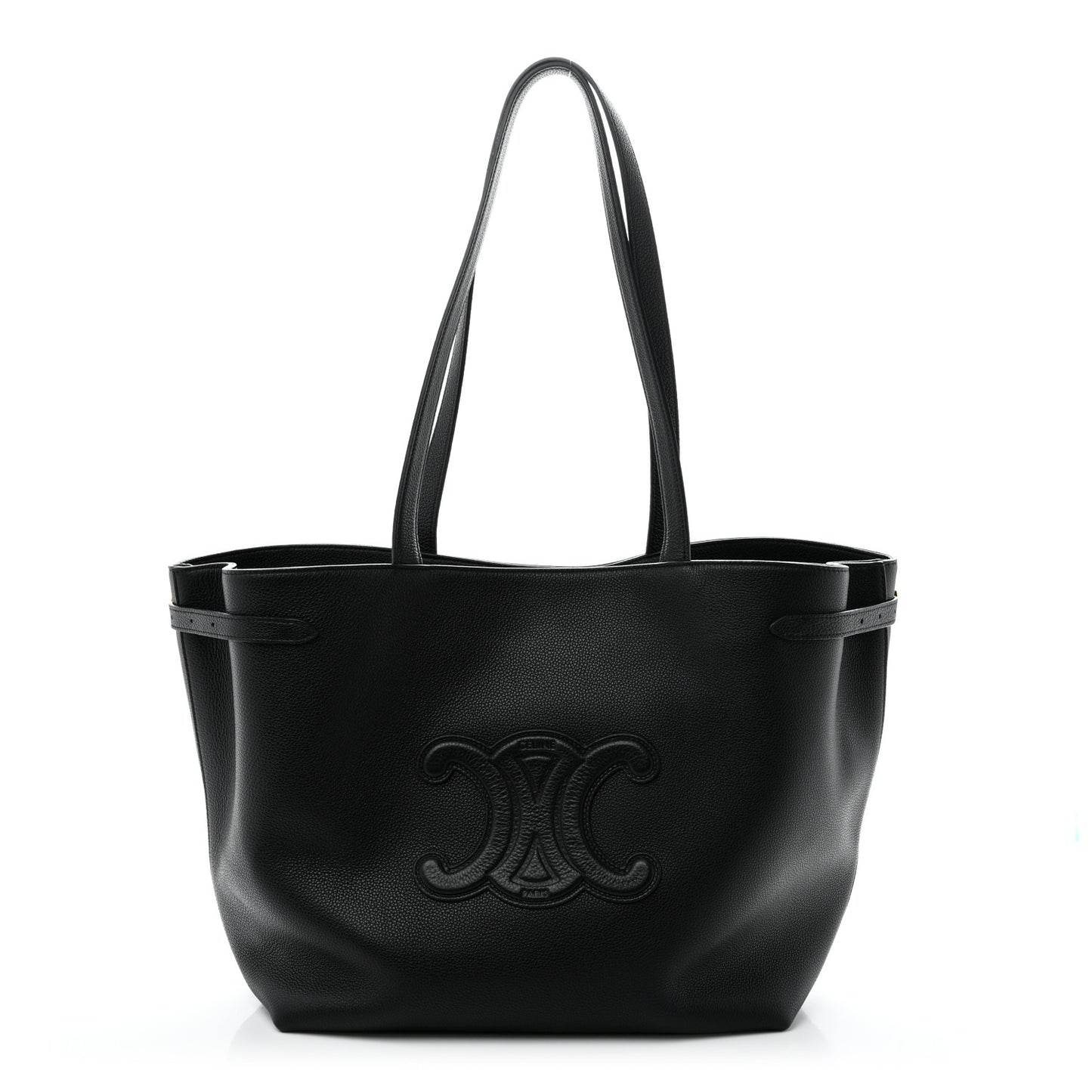 Grained Calfskin Triomphe Medium Cabas Anais Black