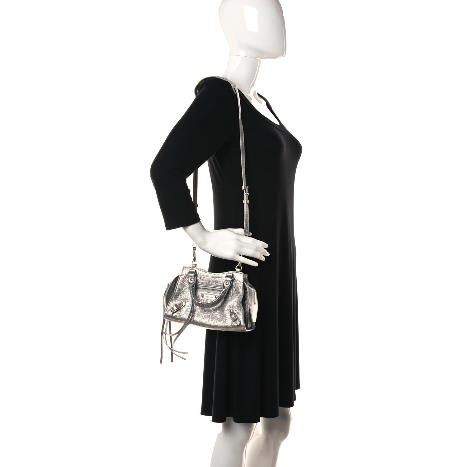 Balenciaga Metallic Grained Calfskin Neo Classic Silver Hardware Mini City Silver 2 of 10