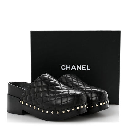 Chanel Lambskin Quilted CC Clogs 39 Black 12 of 12