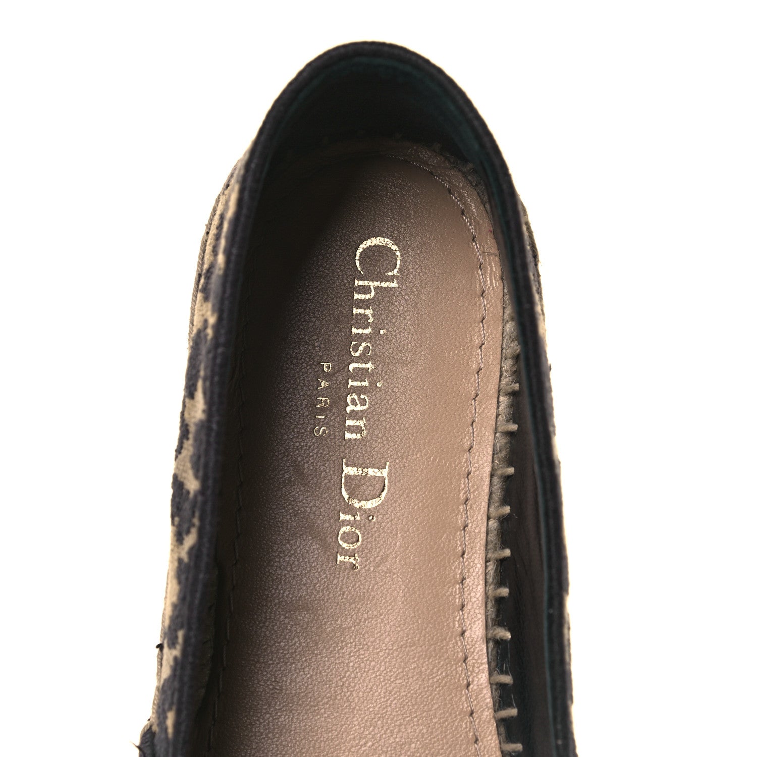 Christian Dior Cotton Embroidered Leopard Print Granville Espadrille 37 Natural 7 of 9