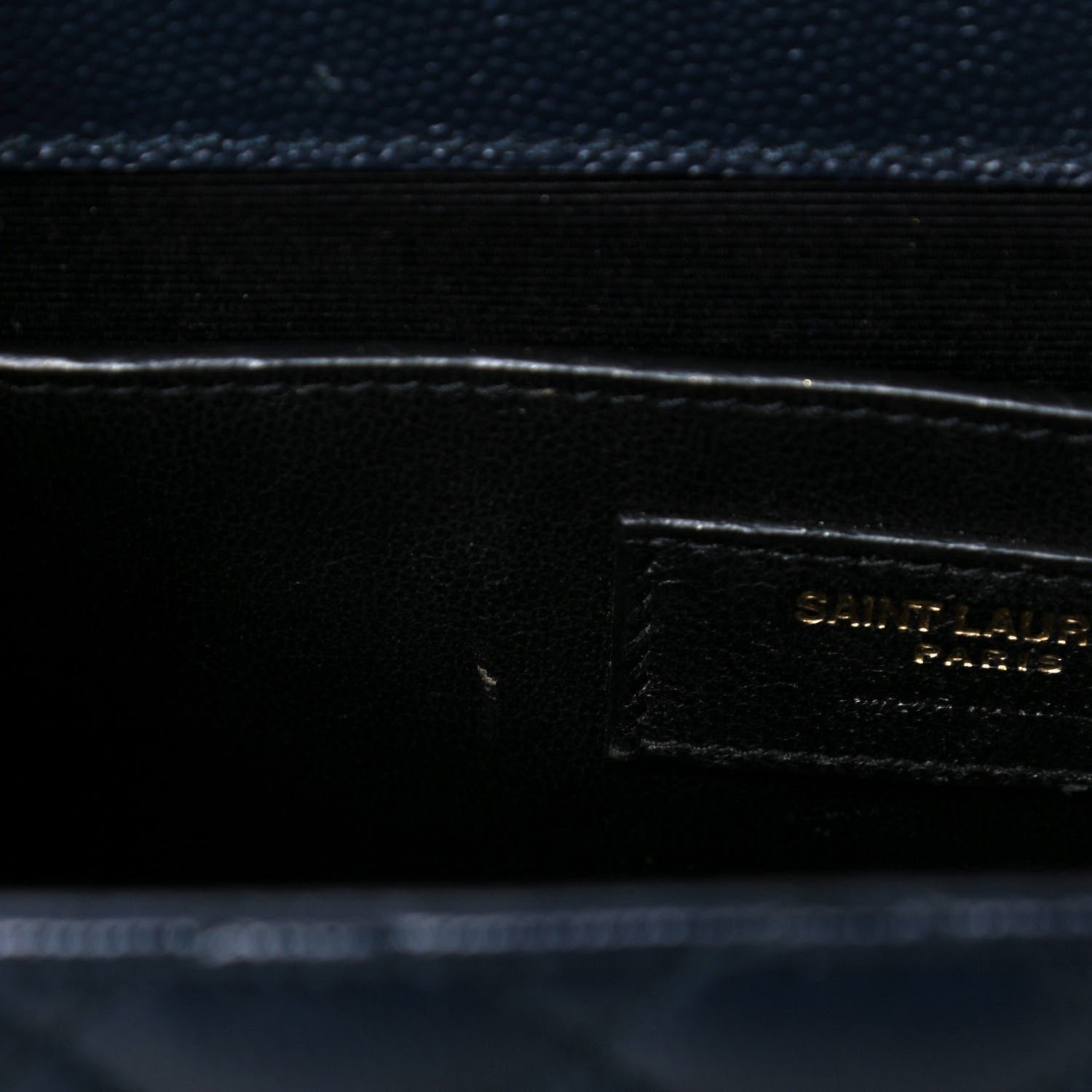 Saint Laurent Grain De Poudre Textured Mixed Matelasse Triquilt Medium Monogram Satchel Deep Marine 10 of 13