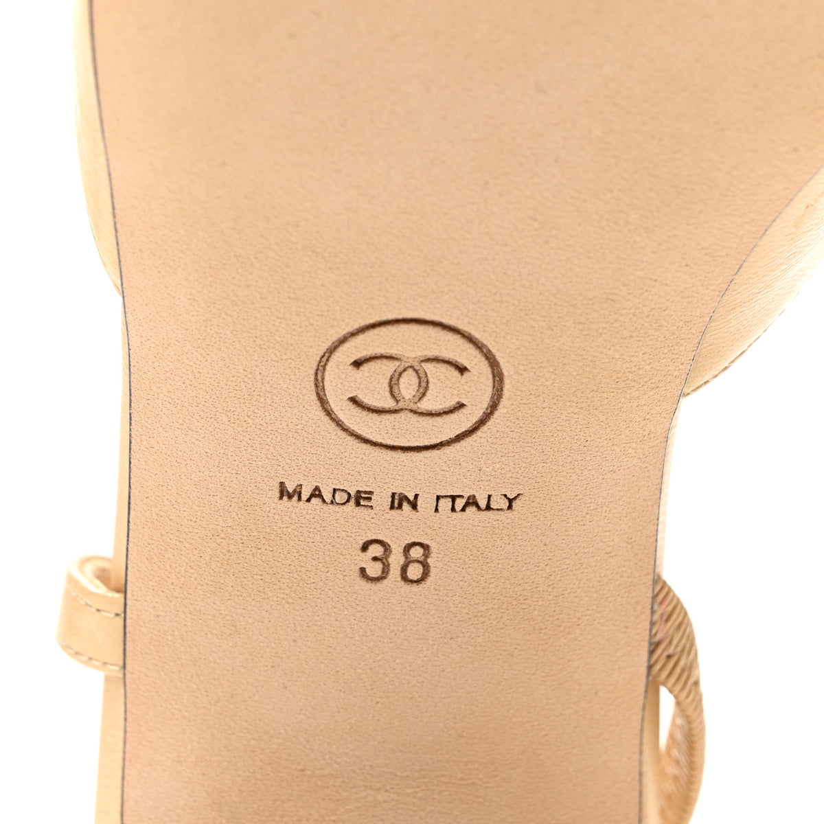 Goatskin Grosgrain Cap Toe CC Slingback Pumps 38 Beige Black