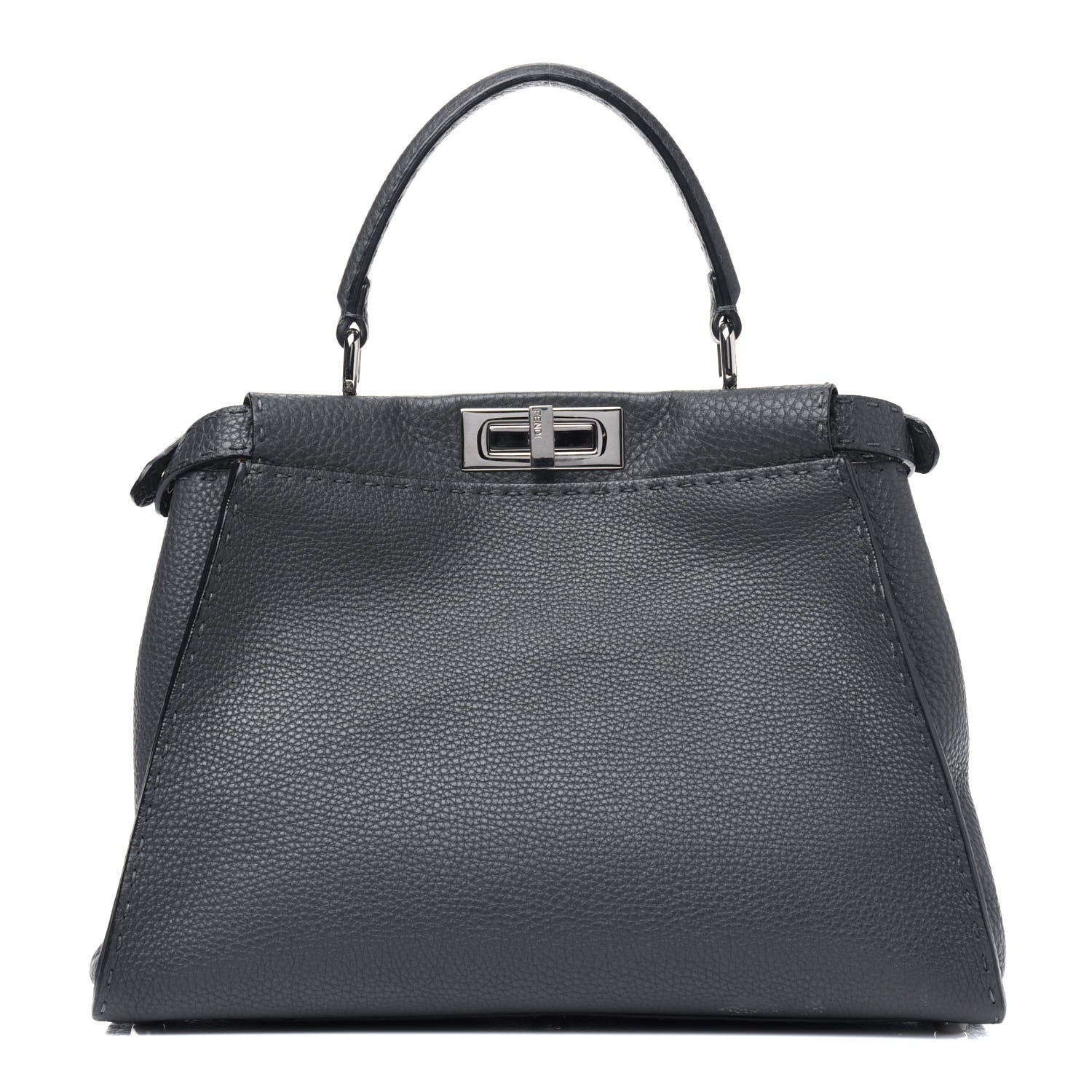 Fendi Cuoio Romano Selleria Bi-Color Medium Peekaboo Iconic Satchel Asfalto Latte 1 of 18