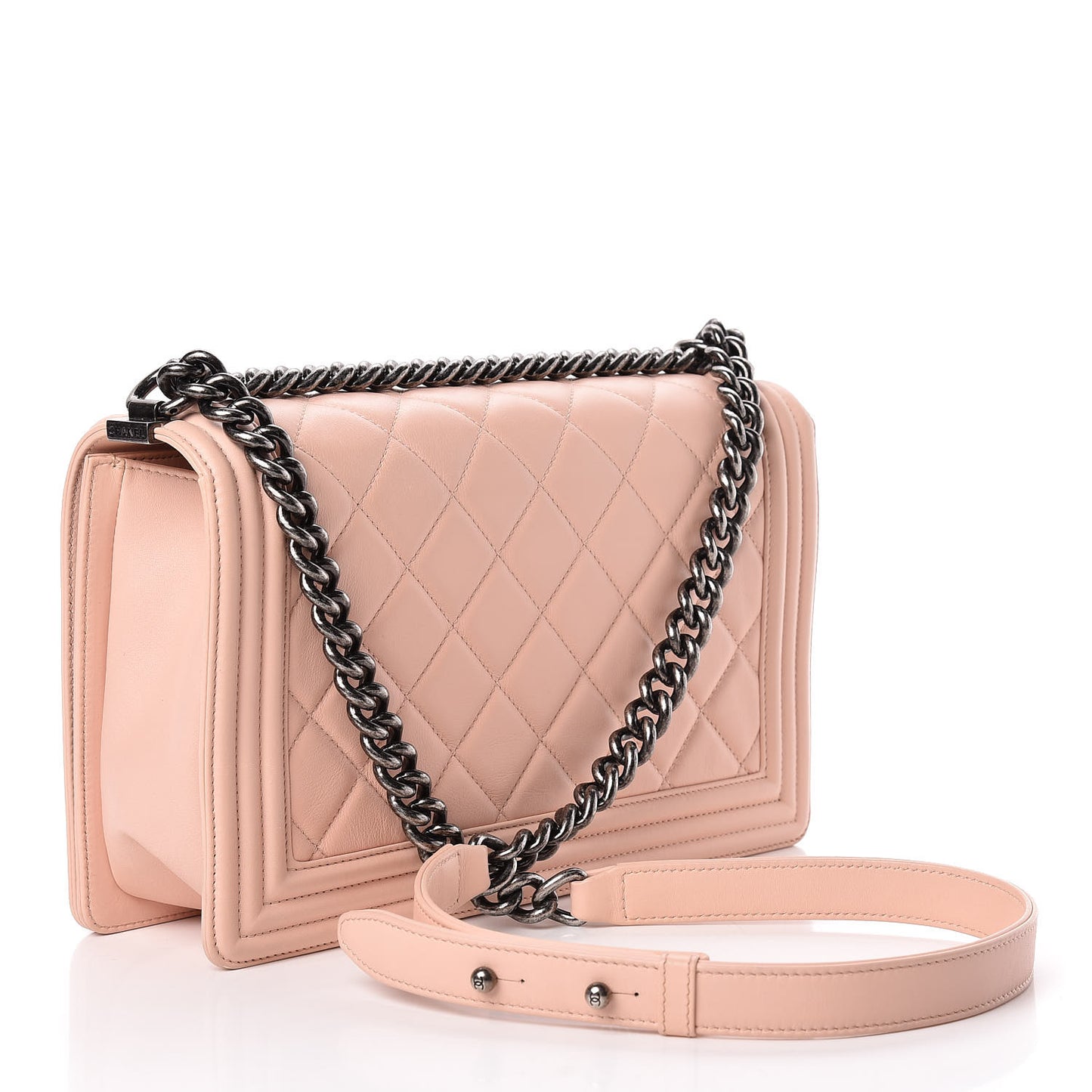 Calfskin Quilted New Medium Boy Flap Light Pink