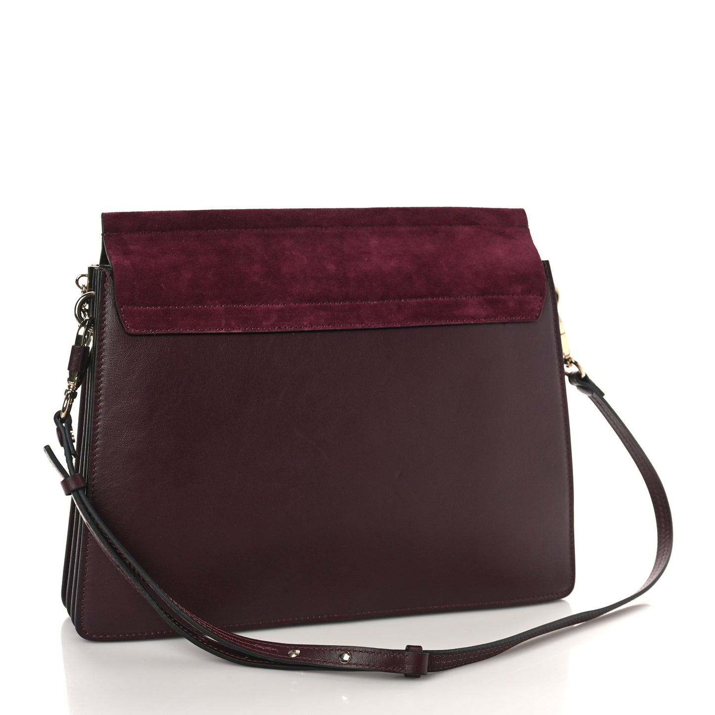 Suede Calfskin Medium Faye Shoulder Bag Dark Purple
