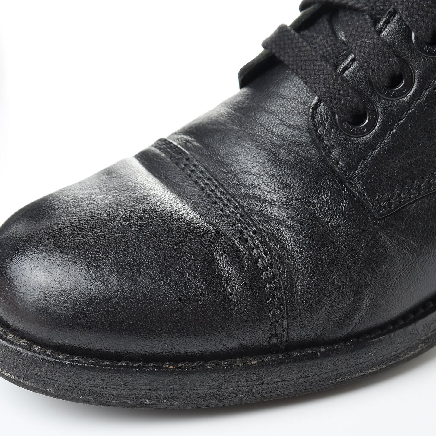 Calfskin Quilted Combat Boots 38.5 Black