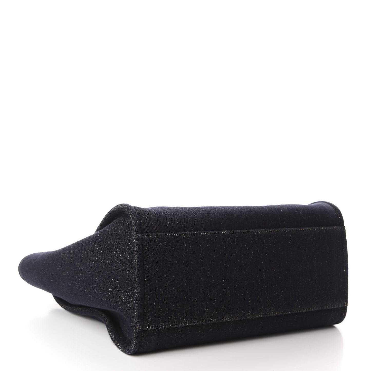 Lurex Canvas Medium Deauville Tote Navy Blue Gold