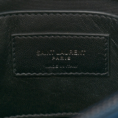 Saint Laurent Sheepskin Matelasse Chevron Monogram Medium College Bag Blue Charron 6 of 12