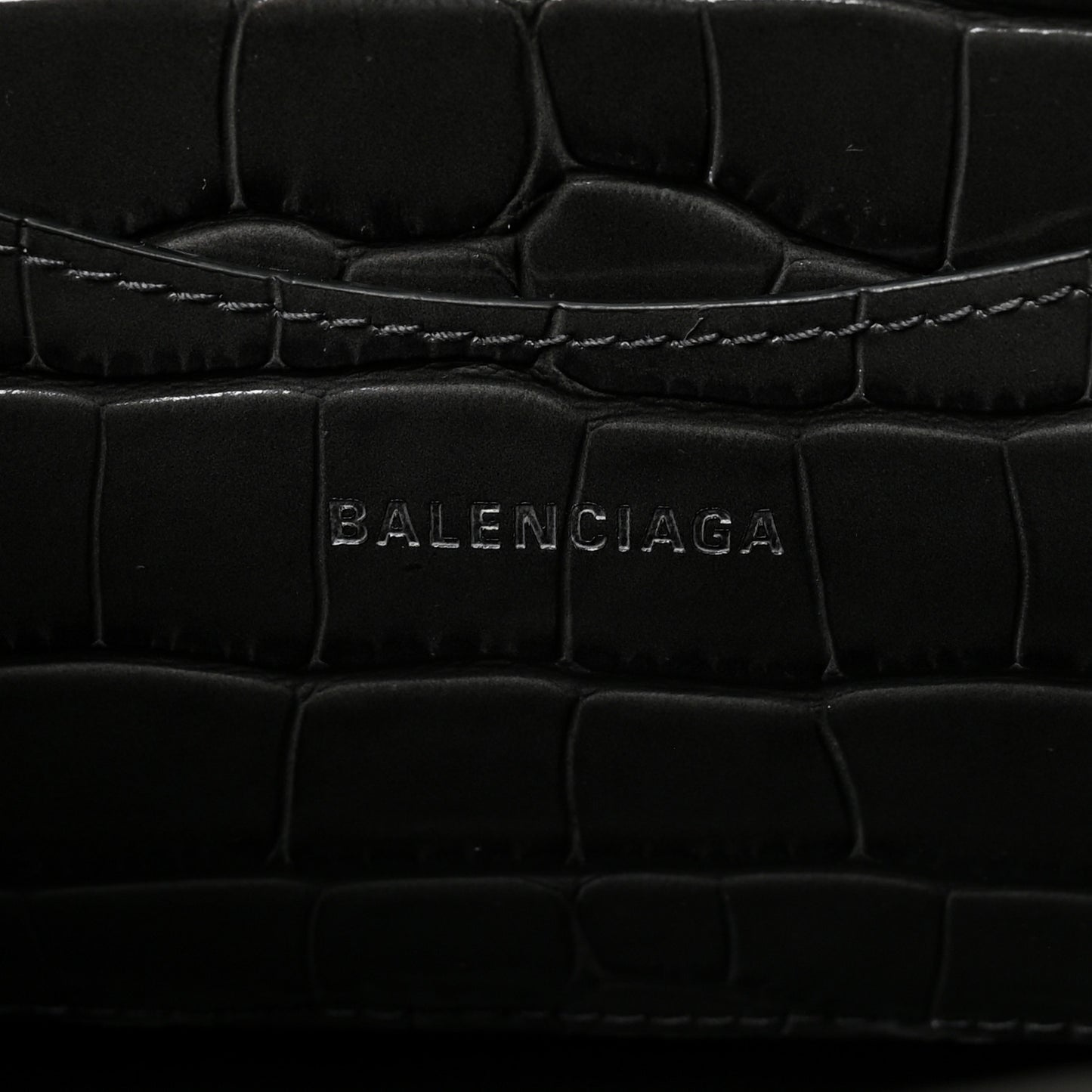 Shiny Supple Calfskin Crocodile Embossed Neo Classic Silver Hardware S City Dark Grey