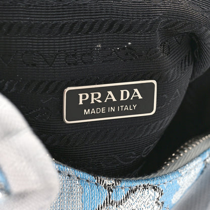 Prada Broccato Mini Re-Edition 2000 Bag Blue 6 of 8