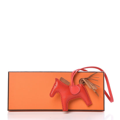 Hermes Milo Lambskin Grigri Rodeo Horse Bag Charm PM Rouge Indien Gold Bougainvillea 4 of 4