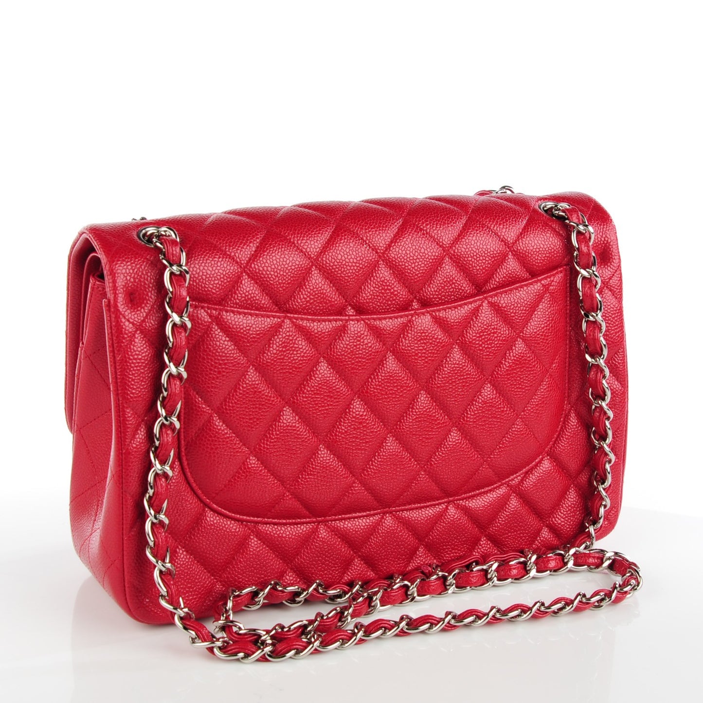 Pearly Caviar Quilted Jumbo Double Flap Dark Pink