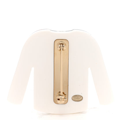 Chanel Resin Pearl Tweed Cardigan CC Brooch Black White 3 of 5