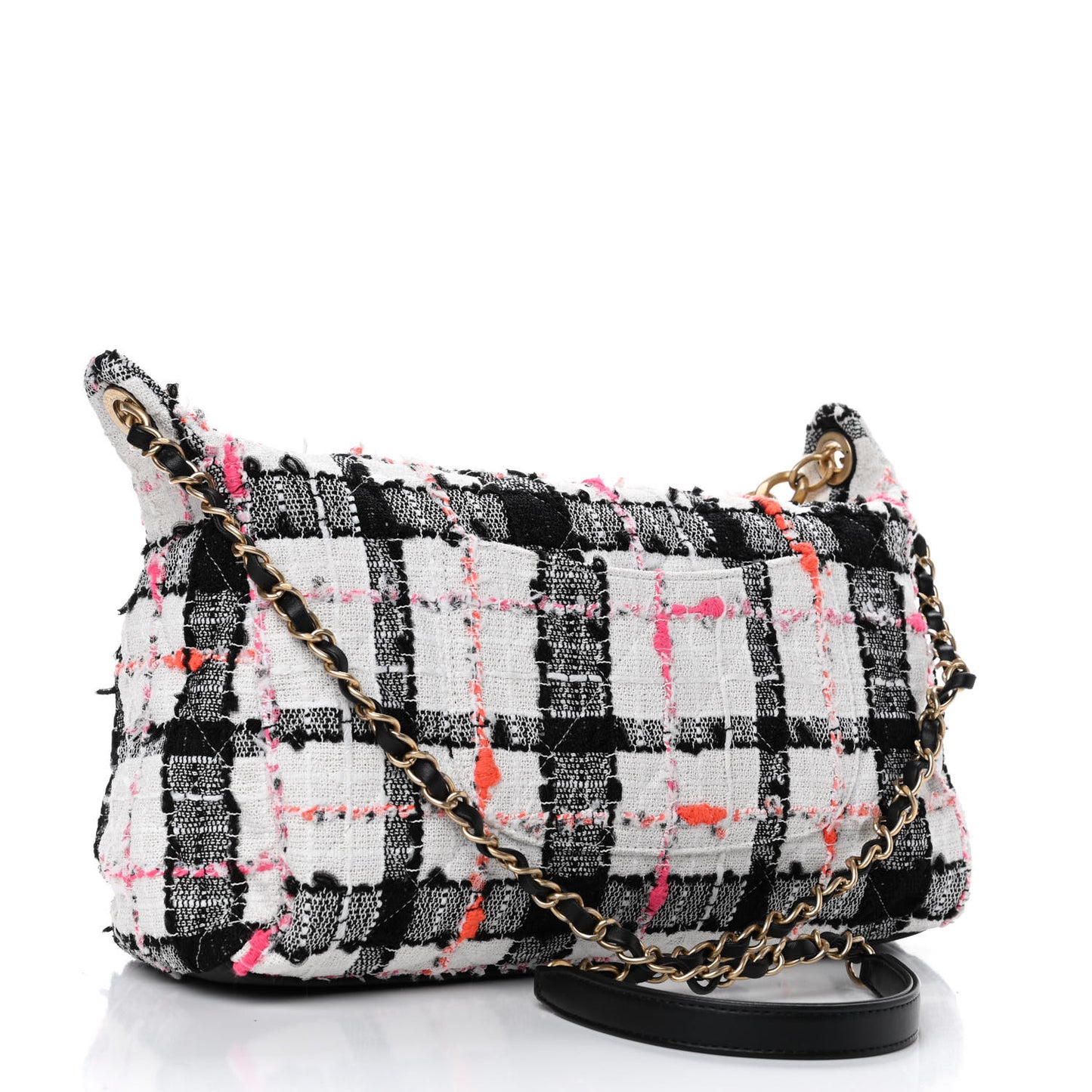 Tweed Calfskin Signe Hobo Coral White Black