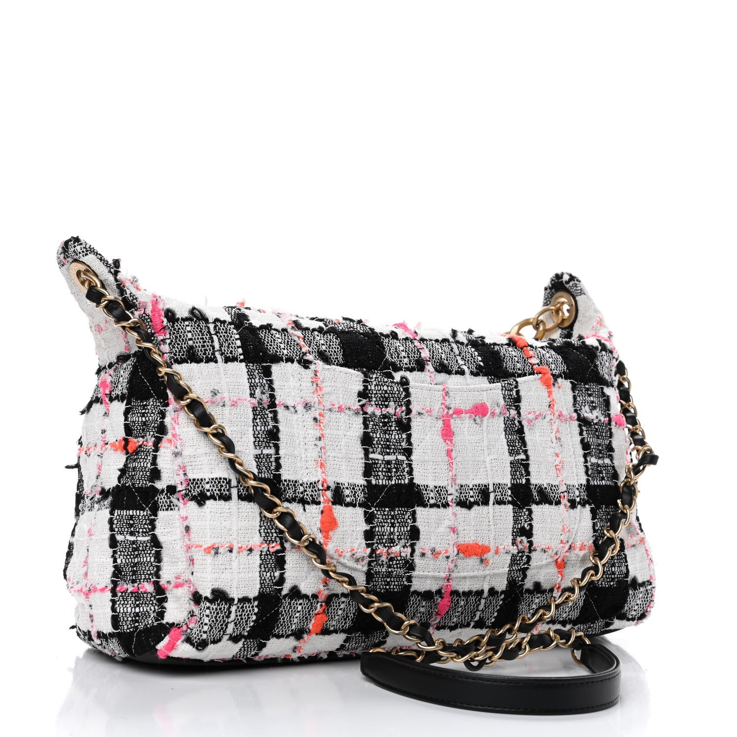 Chanel Tweed Calfskin Signe Hobo Coral White Black 2 of 5
