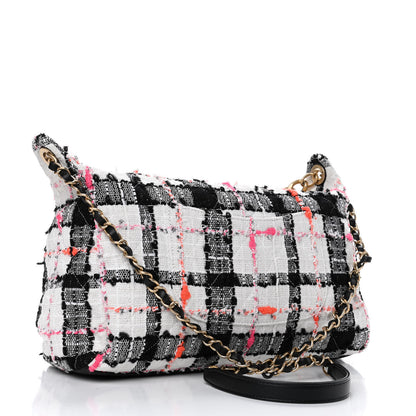 Chanel Tweed Calfskin Signe Hobo Coral White Black 2 of 5