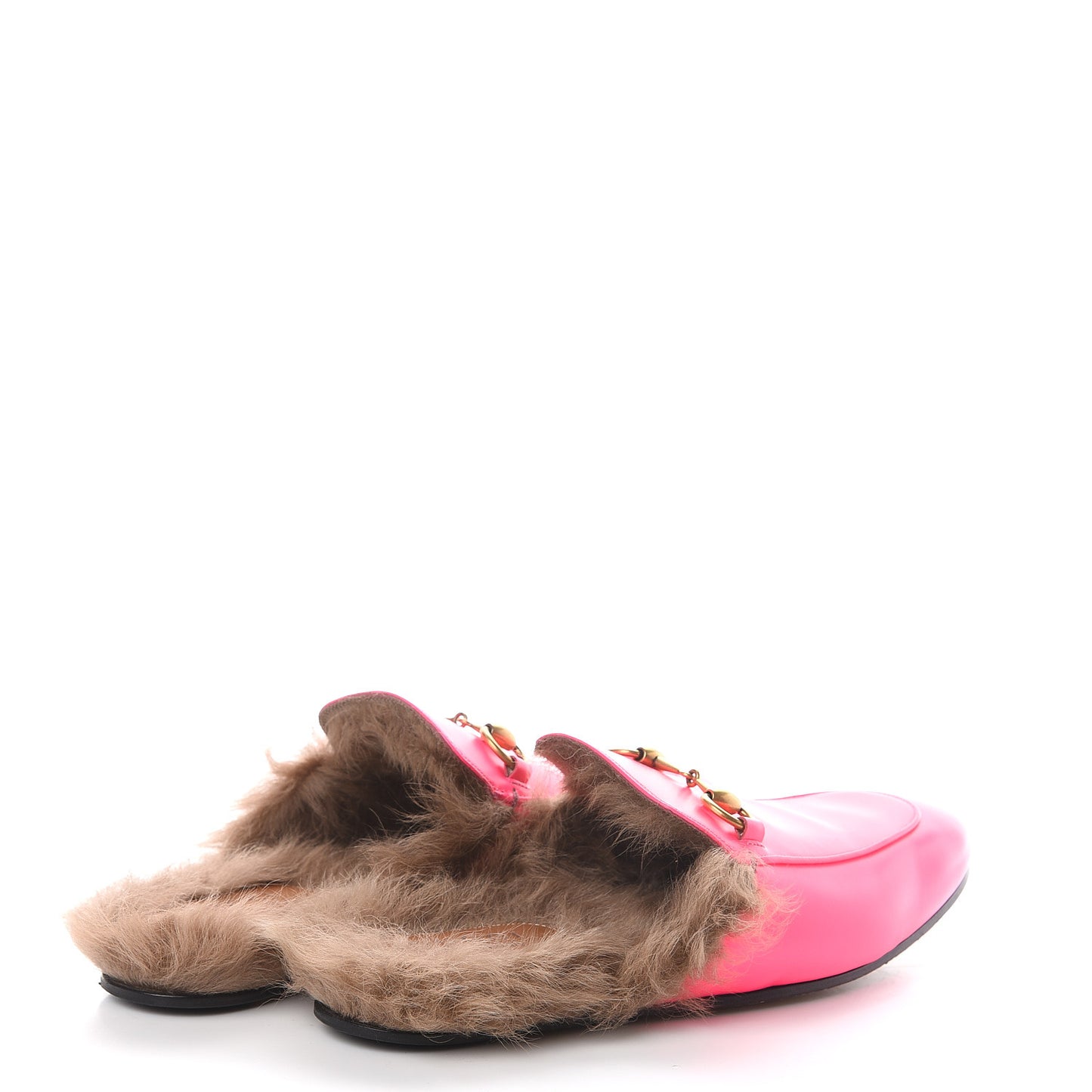 Calfskin Fur Mens Princetown Slippers 7 Fuxia Fluo Natural