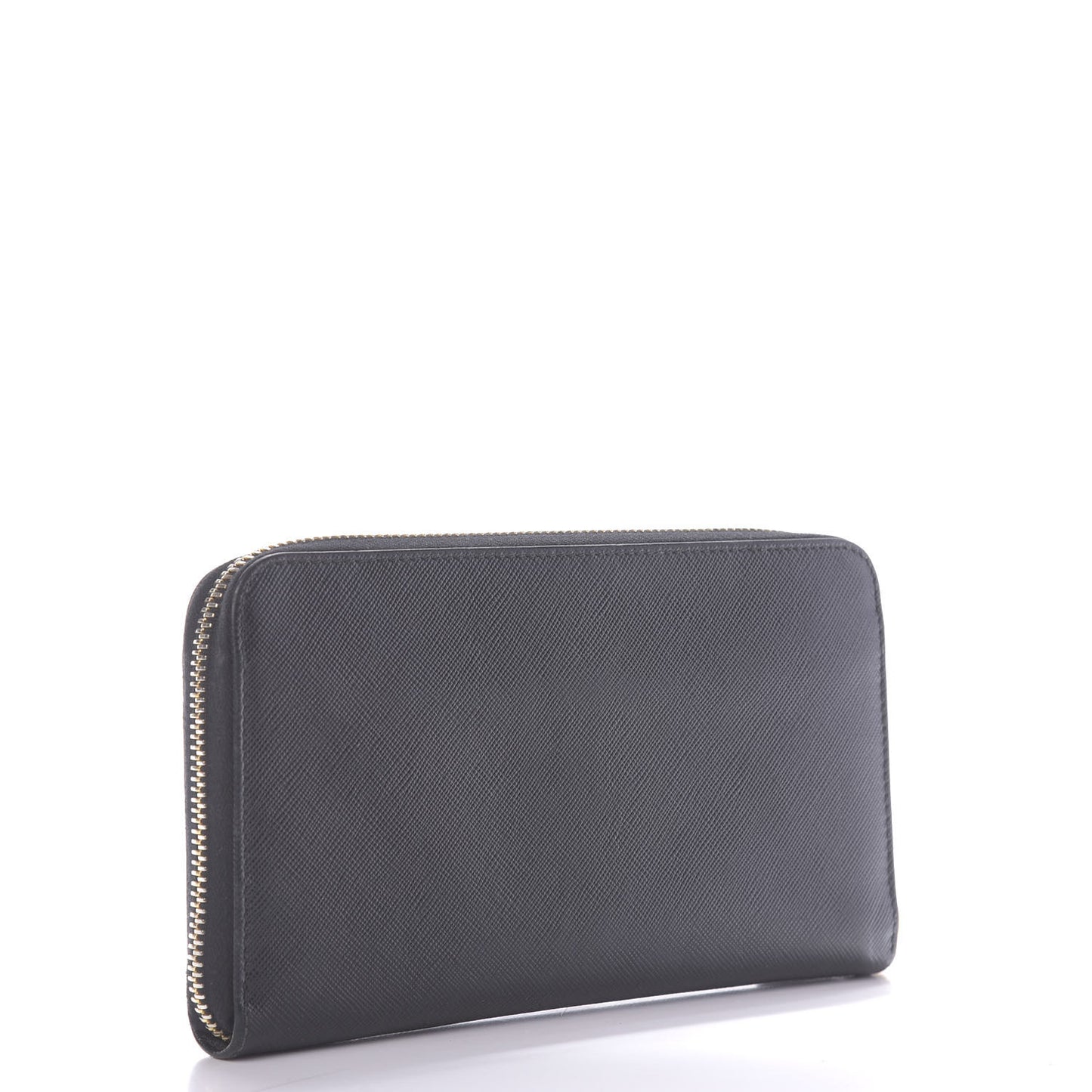 Saffiano Metal Zip Around Wallet Black